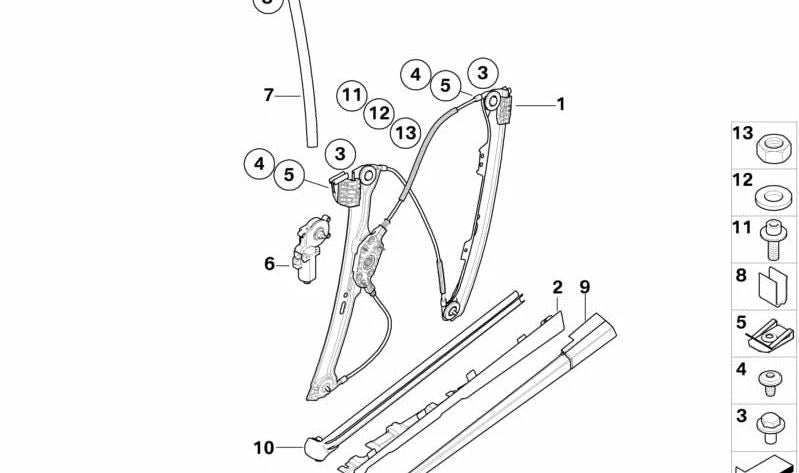 Separador de puerta OEM 51368152426 para BMW E36, E64, E31. Original BMW.