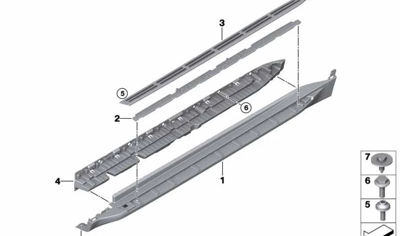 Pieza de soporte estribo derecho para BMW G06 (OEM 51777441076). Original BMW.