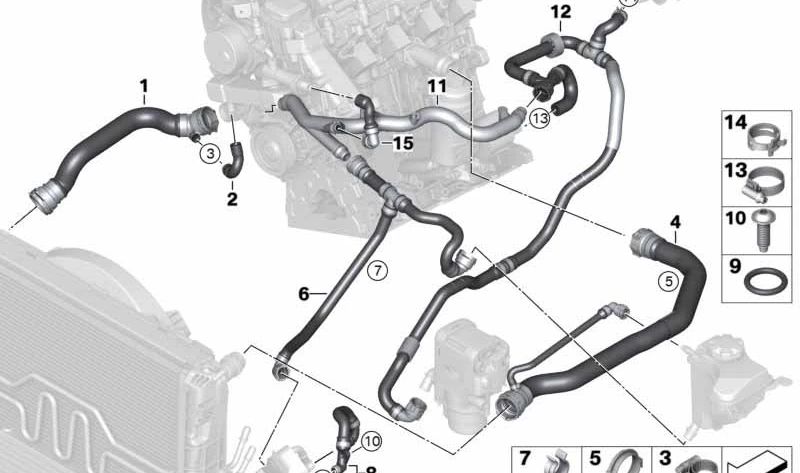 Ausgleichsbehälterrohr für BMW 1er E87, 3er E90, E91 (OEM 17127789592). Original BMW