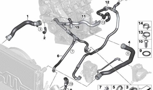 Tubo de tanque de expansão para BMW 1 E87 Series, série 3 E90, E91 (OEM 17127789592). BMW original