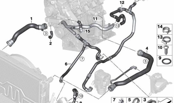 Tubo del Depósito de Expansión para BMW Serie 1 E87, Serie 3 E90, E91 (OEM 17127789592). Original BMW