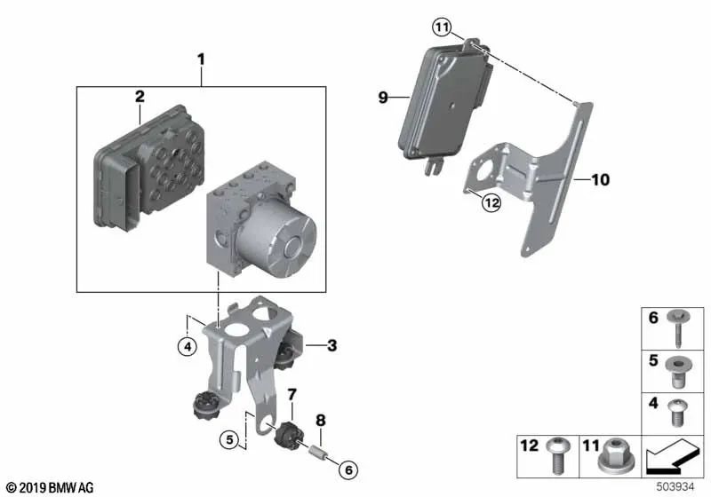 Hidroconjunto DSC para BMW Serie 2 G42, Serie 3 G20, G20N, G21, G21N, G28N, Serie 4 G22, G23, G26 (OEM 34505A6DC46). Original BMW