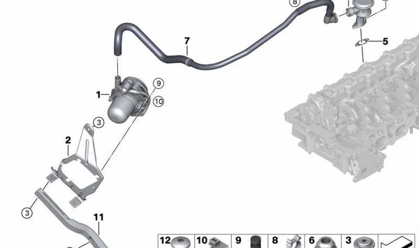 Soporte para bomba de aire secundario OEM 11727630453 para BMW F11, F18. Original BMW