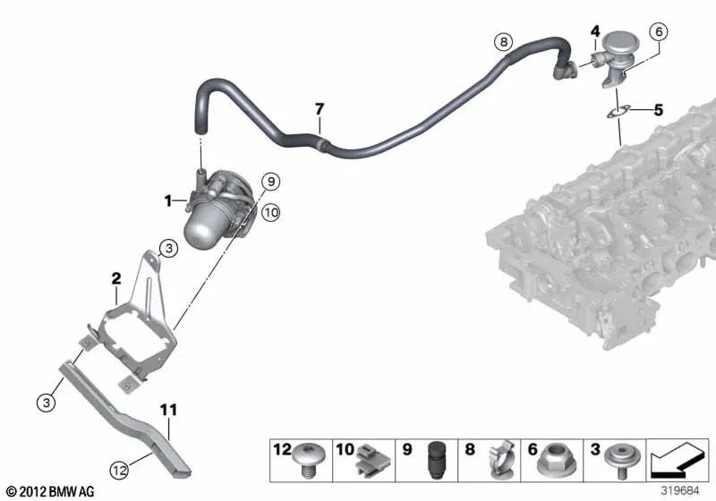 Sekundärluftpumpe für BMW 3er E92N, E93N 5er F11, F18, F18N (OEM 11727630452). Original BMW.