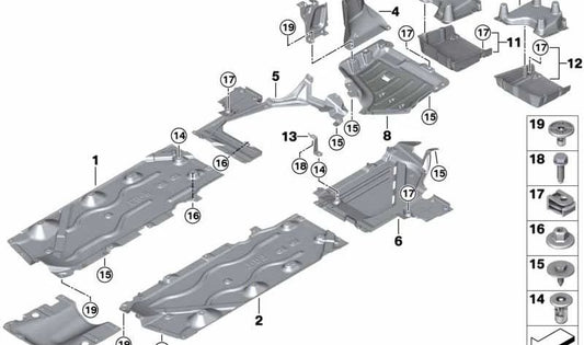 Revestimiento inferior del depósito izquierdo para BMW Serie 2 F45, F45N (OEM 51757290811). Original BMW