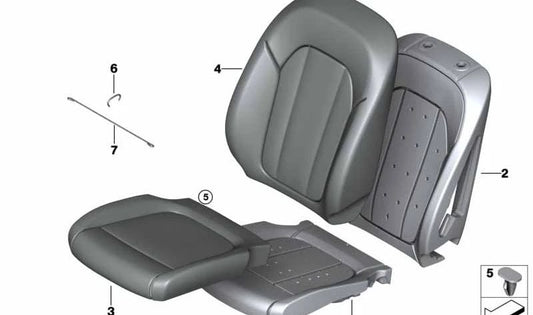 Basic right seat cover fabric for BMW 3 Series G20, G20N, G21, G21N, X3 G01, X4 G02 (OEM 52107472282). Original BMW