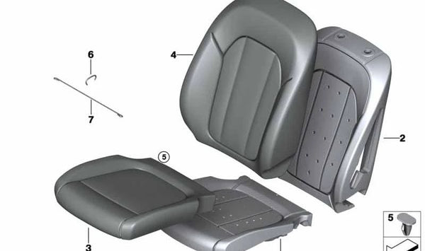 Funda básica asiento tela derecha para BMW Serie 3 G20, G20N, G21, G21N, X3 G01, X4 G02 (OEM 52107472282). Original BMW