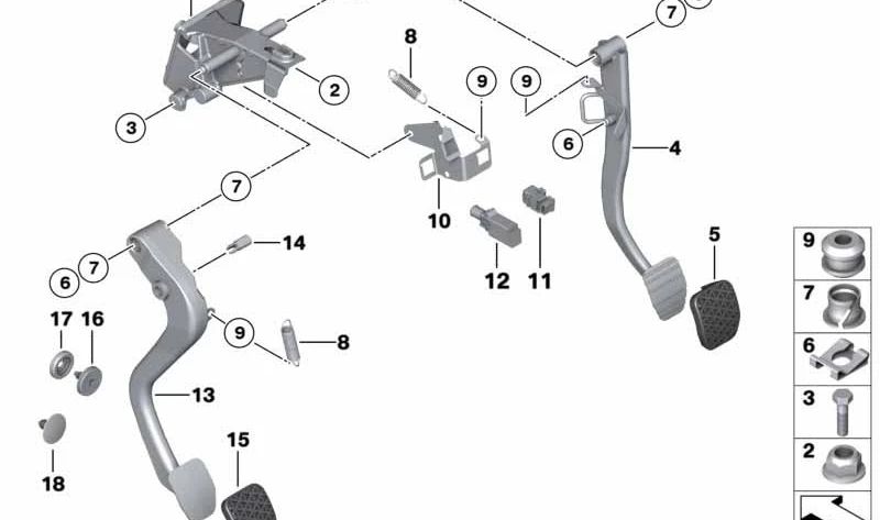 Soporte Interruptor de Luz de Freno y Embrague OEM 35106766127 para BMW E46, E85, E86. Original BMW.