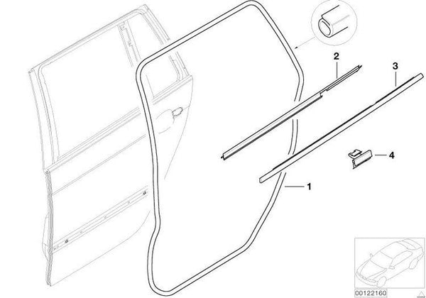 Junta Moldura Inferior Externo Cristal Puerta Trasera Para Serie 3 E46 Touring. Original Bmw