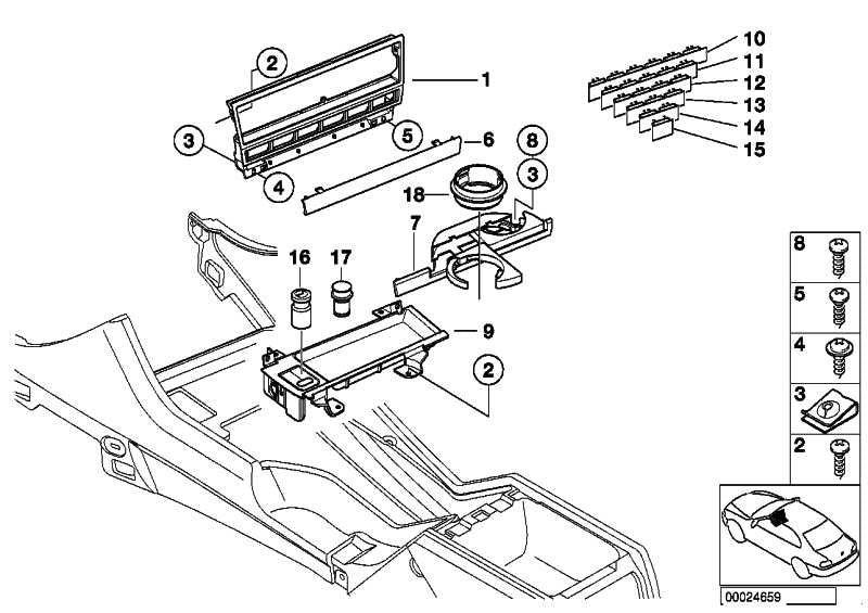 Portavasos / Latas Delantero Negro Para Bmw E39. Original Recambios