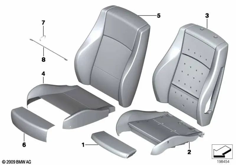 Funda asiento deportivo respaldo cuero izquierda para BMW E84 (OEM 52107332349). Original BMW