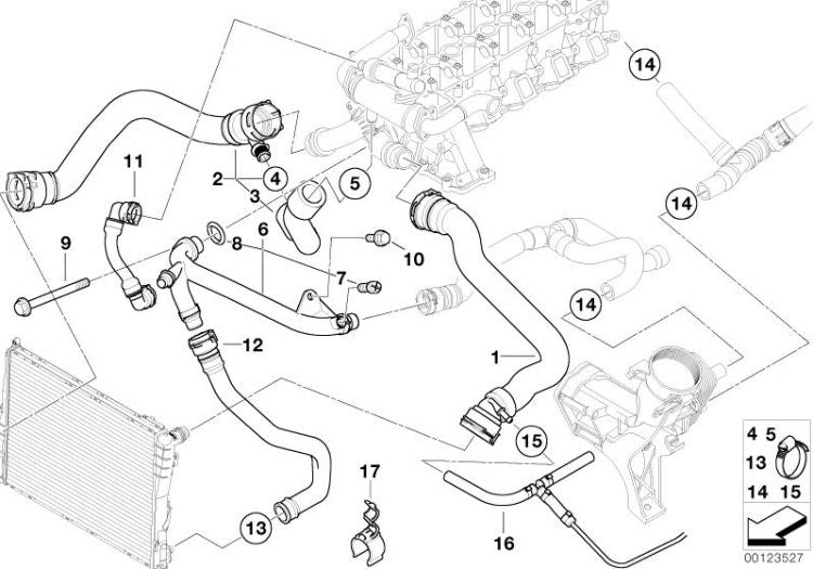 Tubo Manguera Flex .de Agua Del Radiador Para Bmw E46 E39. Original Recambios