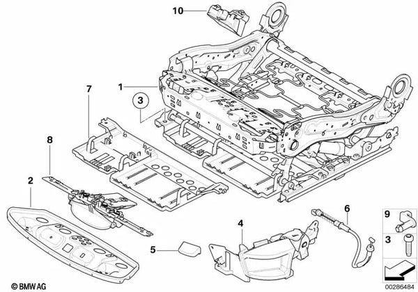 Mecanismo de asiento eléctrico izquierdo para BMW E70, E70N, E71 (OEM 52107250065). Original BMW