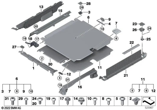 Soporte inferior derecho para BMW F15, F85 (OEM 51477368314). Original BMW.