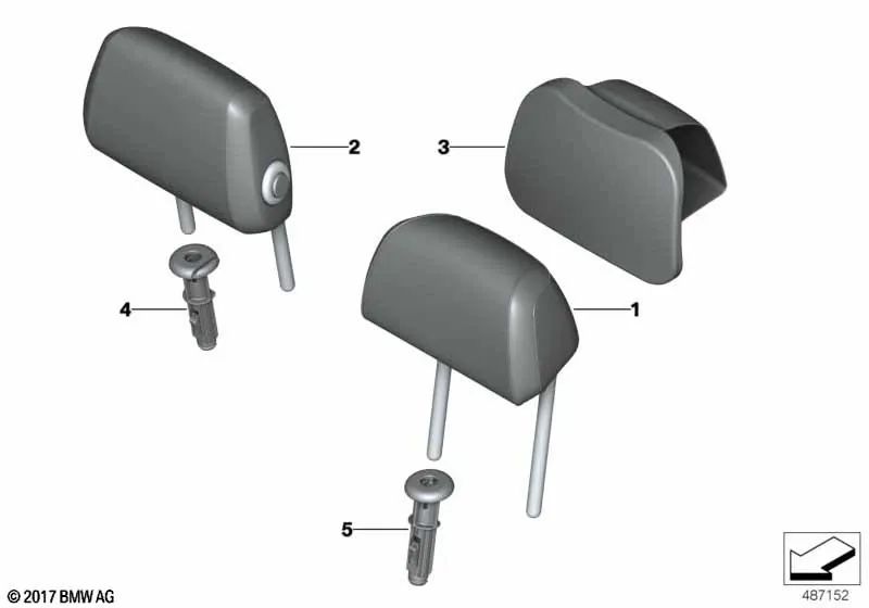 Guia de encosto de cabeça para BMW Série 5 G30, G31 Série 6 G32 (OEM 52207447389). BMW originais.