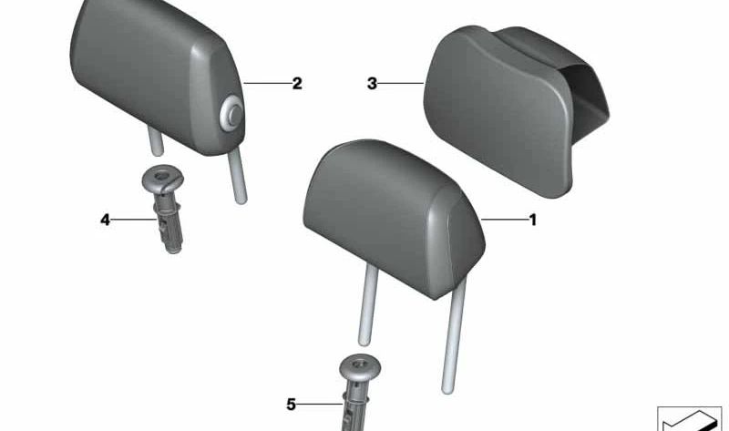 Guía de reposacabezas bloqueable OEM 52207447385 para BMW Serie 5 (G30, G31), Serie 6 (G32). Original BMW.