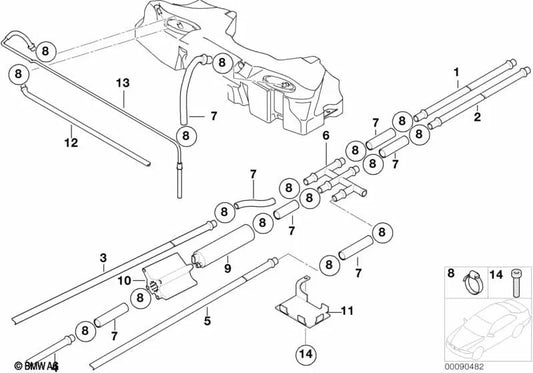 Placa de soporte para BMW Serie 5 E39 (OEM 16126757968). Original BMW