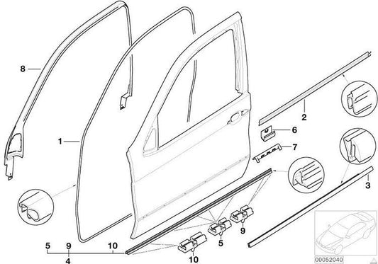 Moldura Inferior Cristal Puerta Delantera O Trasera Para Bmw X5 E53. Original Recambios