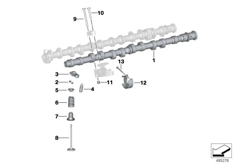 Resorte de válvula para BMW Serie 1 F20N, F21N, F40, F52, Serie 2 F22, F23, F44, F45, F46, G42, U06, Serie 3 F30N, F31N, F34N, F35N, G20, G21, G28, Serie 4 F32, F33, F36, G22, G23, G26 (OEM 11347618835). Original BMW