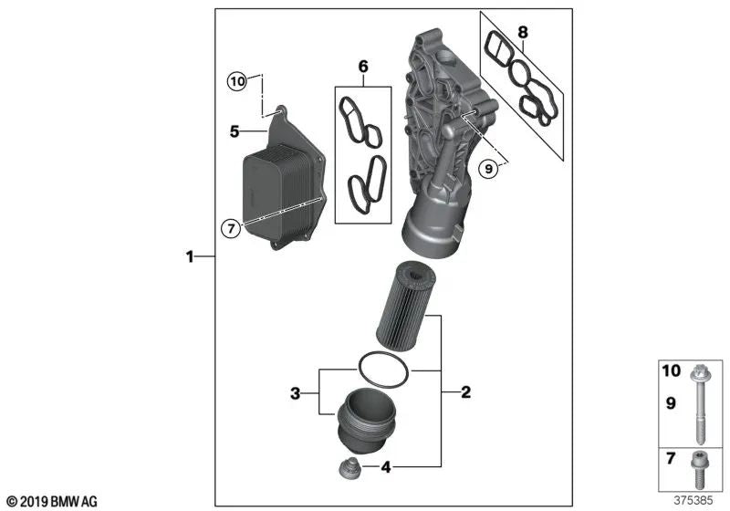 Intercambiador de Calor para BMW F45, F46, F48, F39 y MINI F54, F55, F56, F57, F60 (OEM 11428585238). Original BMW.