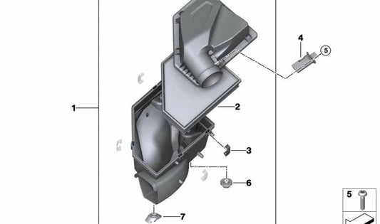 Amortiguador de ruido de admisión para BMW G42 Serie 2, G20, G21, G28 Serie 3, G22, G23, G26 Serie 4 (OEM 13718580426). Original BMW