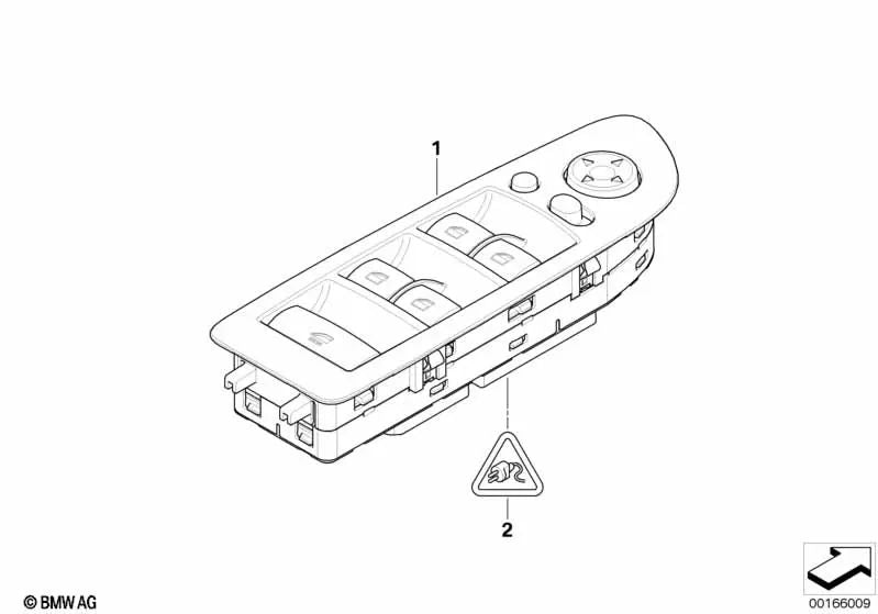 Interruptor elevalunas color gris Alaska para BMW Serie 1 E88 (OEM 61319217310). Original BMW