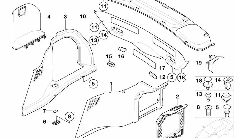 Clip natural para BMW E82, F45, F31, G20, G21, G81, G22, E39, F90, G30, G38, E65, G01, G08, F95, G05, G18, F96, G06 (OEM 51497054228). Original BMW