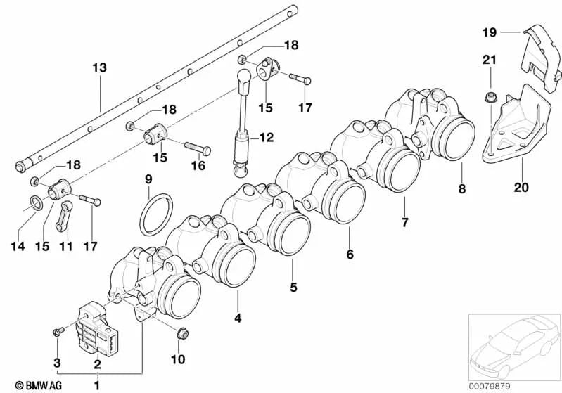 Butterfly case for BMW E46, E85, E86 (OEM 13547840423). Genuine BMW