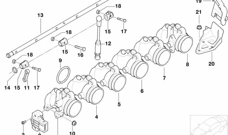 Corps de papillon OEM 13547840424 pour BMW E36, E46, Z3, E85, E86. BMW d'origine.