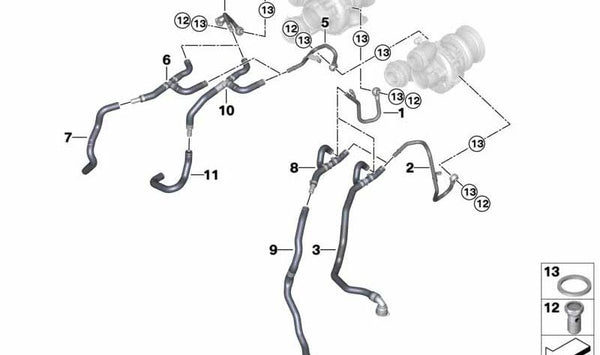 Tubo en T para BMW Serie 6 F06N, F12N (OEM 11538741765). Original BMW