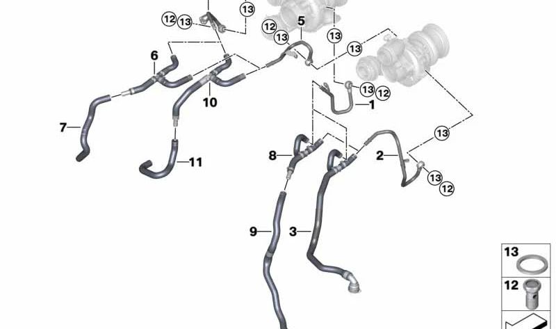 Manguera de Retorno para BMW F06, F12 (OEM 11538741775). Original BMW.