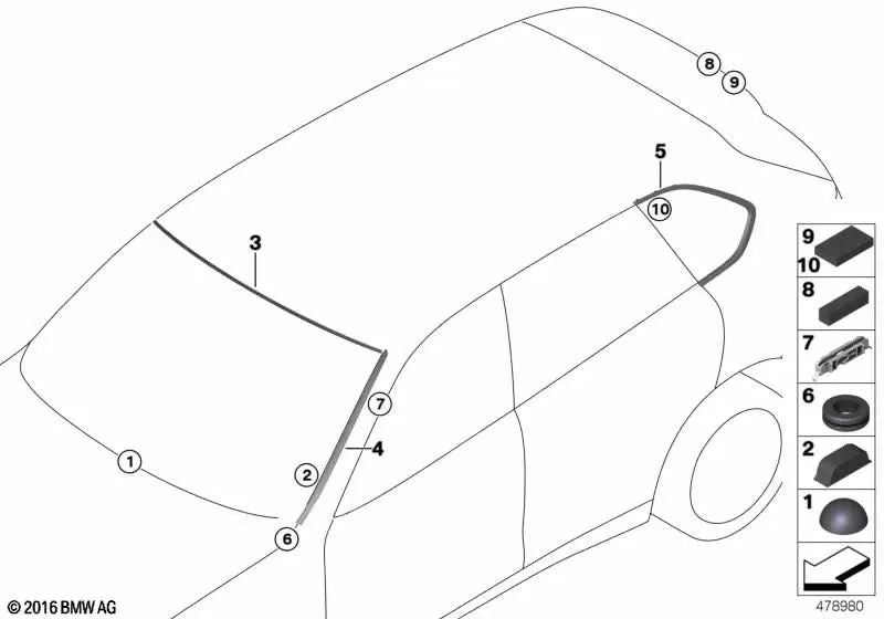 Wasserfangleiste derecha para BMW F15, F85 (OEM 51317462206). Original BMW.