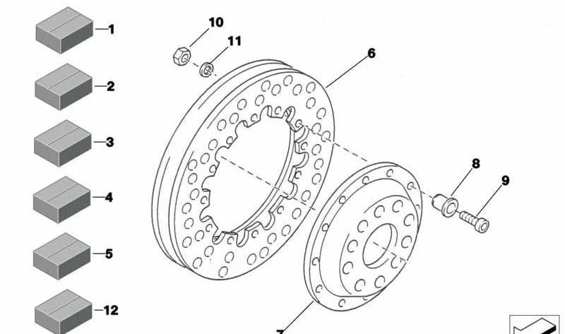 Disco de freno delantero derecho OEM 34212271980 para BMW Serie 3 (E36, E46), Serie 5 (E39), Z3 (E36), M3 (E36), M5 (E39), Z8 (E52). Original BMW