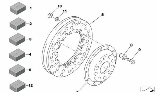 Disco de freno delantero derecho OEM 34212271980 para BMW Serie 3 (E36, E46), Serie 5 (E39), Z3 (E36), M3 (E36), M5 (E39), Z8 (E52). Original BMW