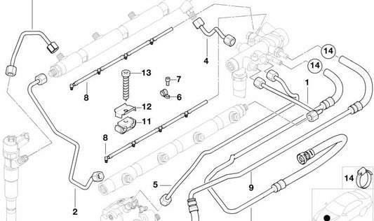 Tubería de Fuga de Aceite para BMW E38 (OEM 13532248223). Original BMW.