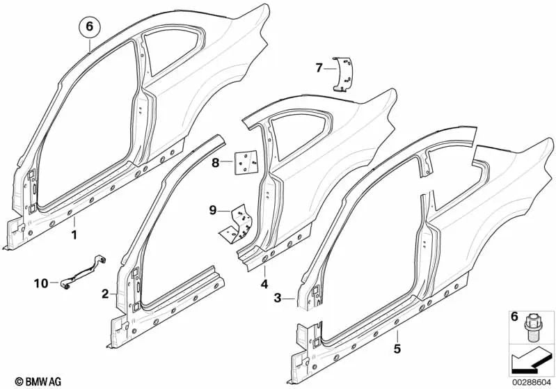 Placa de Refuerzo del Umbral para BMW E81, E82 (OEM 41217275564). Original BMW