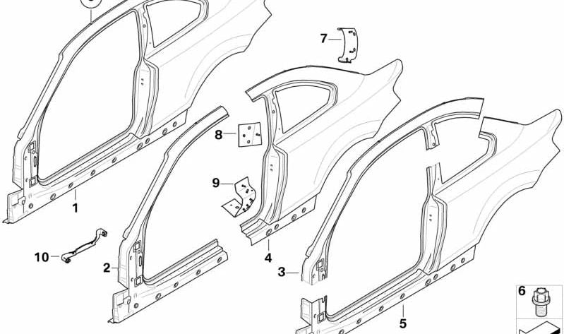 Refuerzo de pilar B izquierdo OEM 41217275571 para BMW E81, E82. Original BMW.