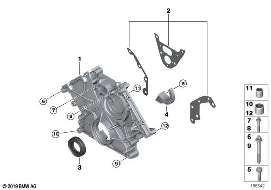 Cubierta inferior de la caja de la cadena para BMW F07, F10, F11, F06, F12, F13, F01N, F02N, E70, F15, E71, F16 (OEM 11148483806). Original BMW