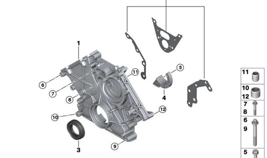 Cubierta del Cárter de Cadena para BMW G30, G31N, G11, G12, G14, G15, G16, G05, G06, G07 (OEM 11147649038). Original BMW