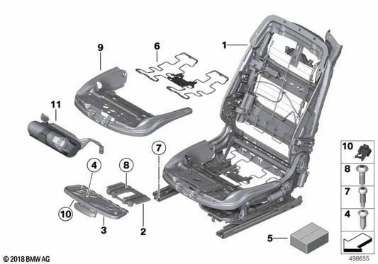 Left comfort seat mechanism for BMW F06 (OEM 52107351867). Original BMW