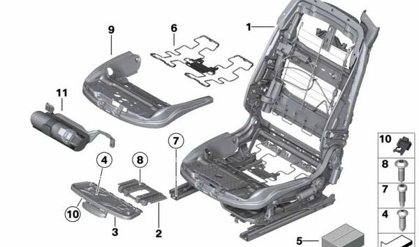 Sitzschale Sport derecha para BMW Serie 6 F06, F12, F13 (OEM 52107375198). Original BMW