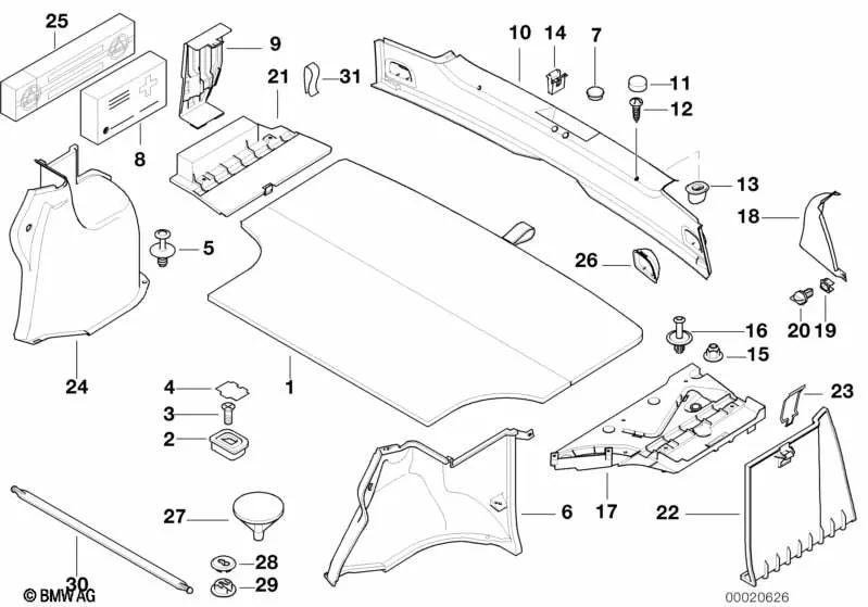 Unterstützung für BMW 3er E36 (OEM 51478170476). Original BMW