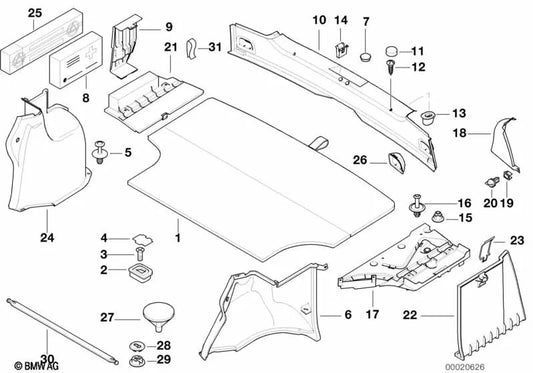 Tapa izquierda para BMW E36 (OEM 51478191825). Original BMW