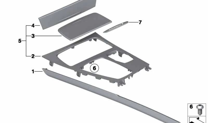 Cubierta de cenicero en madera Fineline brillante OEM 51169123650 para BMW F01, F02, F04. Original BMW.