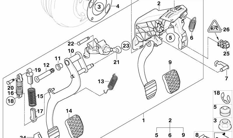 Tope del Pedal de Embrague para BMW Serie 5 E60, E61, Serie 6 E63, E64 (OEM 35306761031). Original BMW