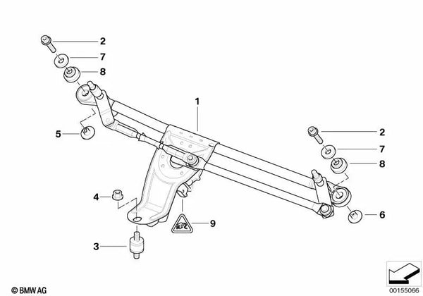 Mecanismo del limpiaparabrisas con motor para BMW E53 (OEM 61617111536). Original BMW