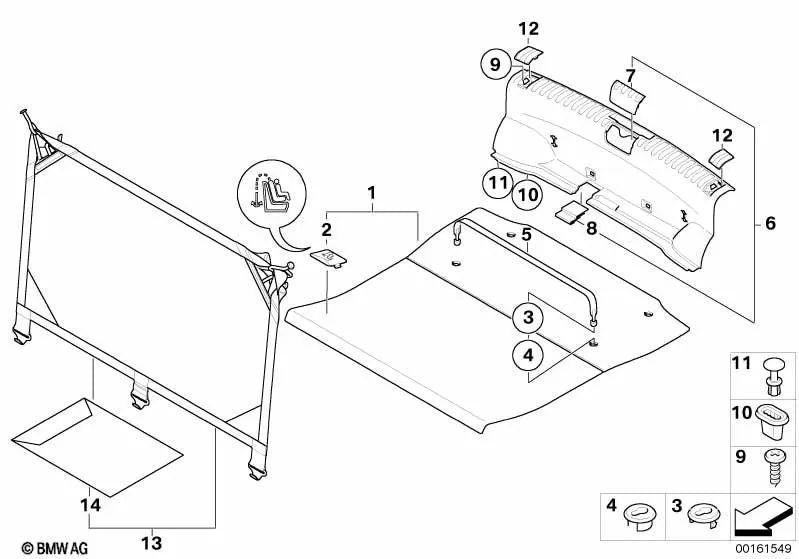 Cubierta Tapa Central Maletero Para Soporte De Pestillo Bmw E81 E87. Original Recambios