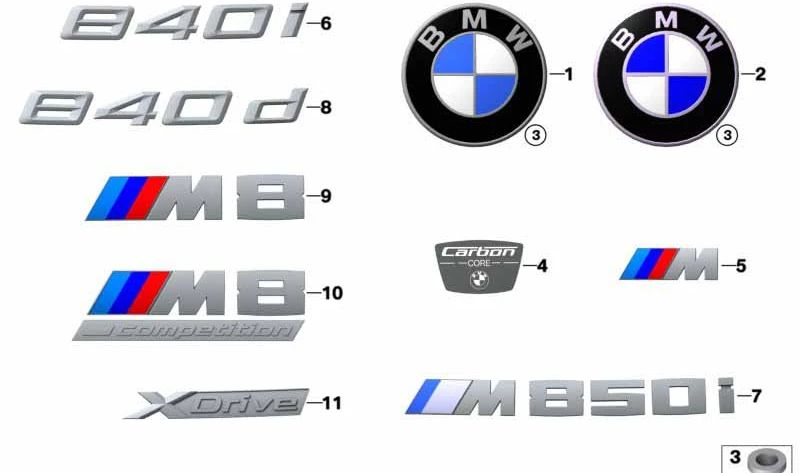 Badge for BMW G14, G15, G16 (OEM 51147446338). Genuine BMW.