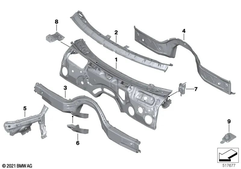 Soporte de barra de refuerzo delantera izquierdo para BMW Serie 2 G42, G87, Serie 3 G20, G20N, G21, G21N, G28, G28N, G80, G81, Serie 4 G22, G23, G26, G82, G83 (OEM 41007488025). Original BMW.