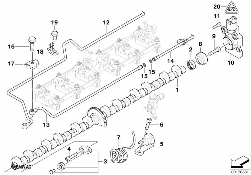 Conduit d'huile, côté d'admission pour la série BMW 7, E65, E66 (OEM 11427522001). BMW d'origine.